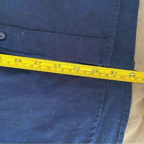 Onia Men’s Button Down Shirt Size M Navy Casual Short Sleeve Shirt Linen Blend - Picture 7 of 8